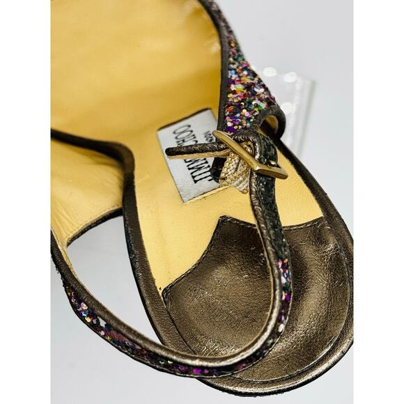 Jimmy Choo CLUE Multicolor Glitter Slingback Platform Open Sandals in sz 39.5 - Picture 6 of 14